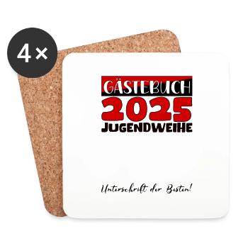 Jugendweihe 2025 Livre d’or Cadeau Filles Garçons - Dessous de verre (lot de 4) - blanc - Devant