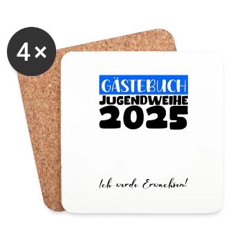 Jugendweihe 2025 Gästebuch Geschenk Mädchen Jungen - Untersetzer (4er-Set) - Weiß - Vorne