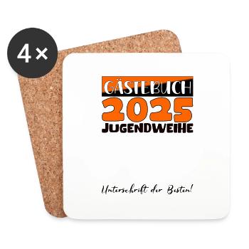 Jugendweihe 2025 Livre d’or Cadeau Filles Garçons - Dessous de verre (lot de 4) - blanc - Devant