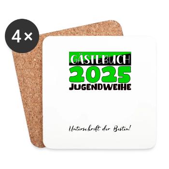 Jugendweihe 2025 Livre d’or Cadeau Filles Garçons - Dessous de verre (lot de 4) - blanc - Devant