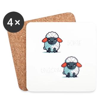 Schaf Unschaf lustiges cooles Geschenk - Untersetzer (4er-Set) - Weiß - Vorne