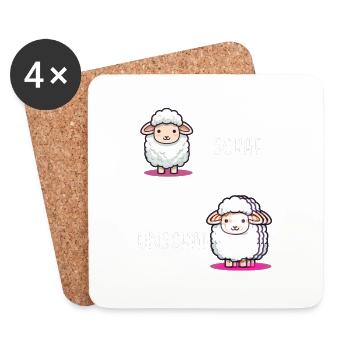 Schaf Unschaf lustiges cooles Geschenk - Untersetzer (4er-Set) - Weiß - Vorne