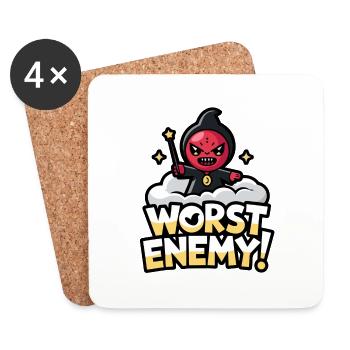 WORST ENEMY - Coasters (set of 4) - white - Front