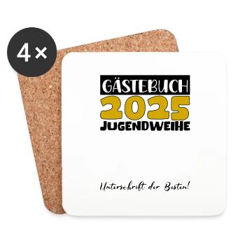 Jugendweihe 2025 Livre d’or Cadeau Filles Garçons - Dessous de verre (lot de 4) - blanc - Devant