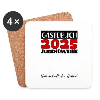 Jugendweihe 2025 Livre d’or Cadeau Filles Garçons - Dessous de verre (lot de 4) - blanc - Devant