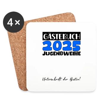 Jugendweihe 2025 Livre d’or Cadeau Filles Garçons - Dessous de verre (lot de 4) - blanc - Devant