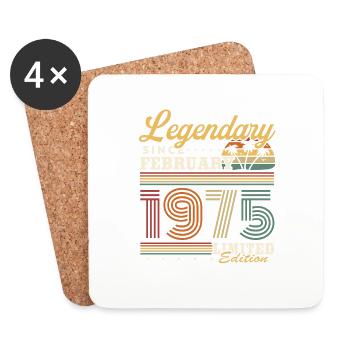 Légendaire depuis février 1975 Vintage Anniversaire - Dessous de verre (lot de 4) - blanc - Devant
