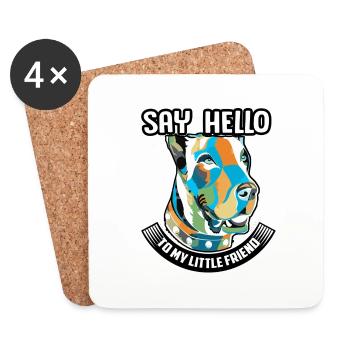 Say Hello To My Little Friend Great Dane - Coasters (set of 4) - white - Front