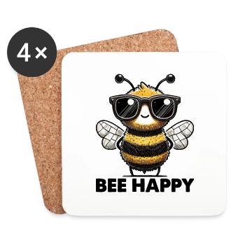 biene bee happy - Untersetzer (4er-Set) - Weiß - Vorne