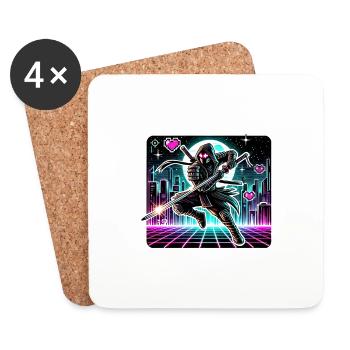 Ninja Samurai Anime Gamer Sci-Fi Futuristic manga - Coasters (set of 4) - white - Front