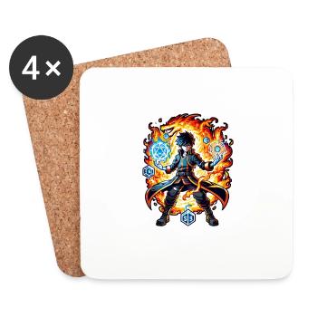 Anime Sorcier Mage Combat Dragon Pixélisé Gamer - Dessous de verre (lot de 4) - blanc - Devant