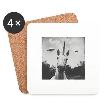 Unicorn Selfie with UFO Weird 50s Photo - Untersetzer (4er-Set) - Weiß - Vorne