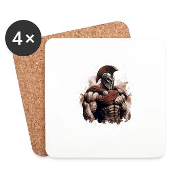 Spartan Muscles Gladiator Gym - Dessous de verre (lot de 4) - blanc - Devant