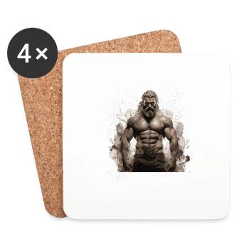 Fitness Homme Muscles Musculation - Dessous de verre (lot de 4) - blanc - Devant