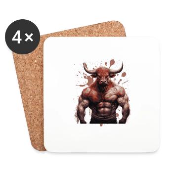 Stier Bulle Muskeln Bodybuilding Beast - Untersetzer (4er-Set) - Weiß - Vorne