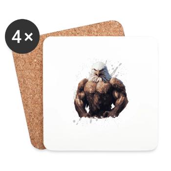 Eagle Muscles Musculation Bête - Dessous de verre (lot de 4) - blanc - Devant