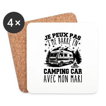 J'peux pas j'me barre en camping car avec mon mari - Dessous de verre (lot de 4) - blanc - Devant