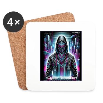 Cyber Rebellion – Neon Warrior - Coasters (set of 4) - white - Front