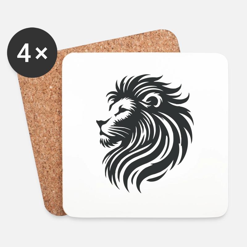 Löwe Zeichnung Tier - Untersetzer (4er-Set) - Weiß