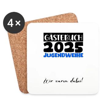 Jugendweihe 2025 Livre d’or Cadeau Filles Garçons - Dessous de verre (lot de 4) - blanc - Devant