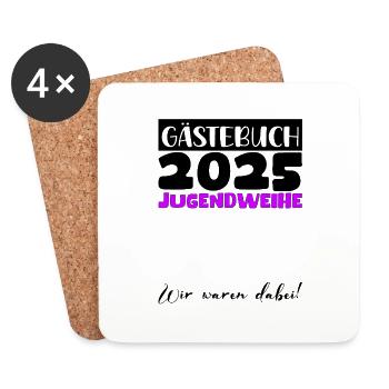 Jugendweihe 2025 Gästebuch Geschenk Mädchen Jungen - Untersetzer (4er-Set) - Weiß - Vorne