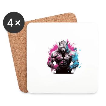 Muscle de loup Musculation Bête - Dessous de verre (lot de 4) - blanc - Devant