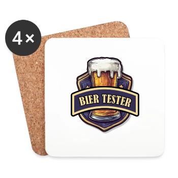 Karneval Bier Tester - Untersetzer (4er-Set) - Weiß - Vorne