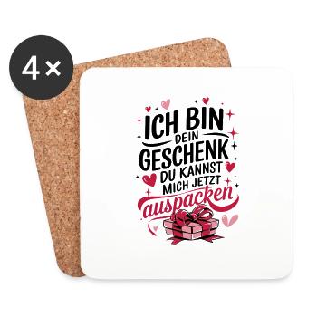 Valentinstag Paar Jahrestag Ich bin dein Geschenk - Untersetzer (4er-Set) - Weiß - Vorne