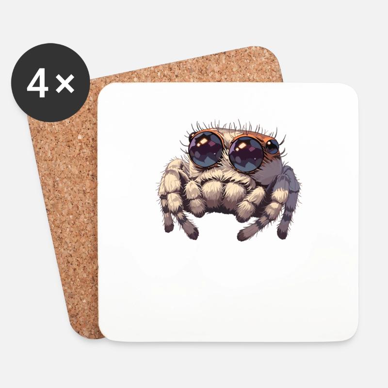 Jumping Spider Springspinnen Springspinne - Untersetzer (4er-Set) - Weiß