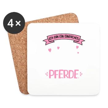 Filles simples chevaux - Dessous de verre (lot de 4) - blanc - Devant