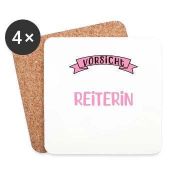 Vorsicht Reiterin - Untersetzer (4er-Set) - Weiß - Vorne