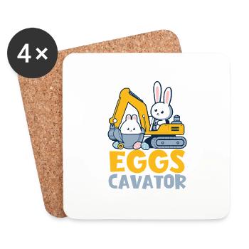 Eggs Cavator with Cute Rabbits - Coasters (set of 4) - white - Front