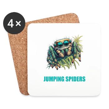 Araignée sauteuse Springspinnen Springspinne - Dessous de verre (lot de 4) - blanc - Devant