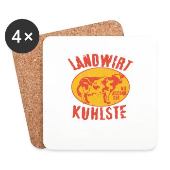 Kuh bauer Gelb rot vintage look - Untersetzer (4er-Set) - Weiß - Vorne