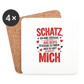 Valentinstag Paar Jahrestag - Untersetzer (4er-Set) - Weiß - Vorne