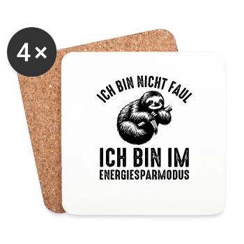 Ich bin nicht faul, ich bin im Sparmodus - Untersetzer (4er-Set) - Weiß - Vorne