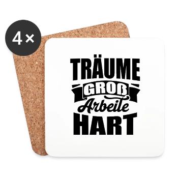 Träume groß Arbeite Hart - Untersetzer (4er-Set) - Weiß - Vorne