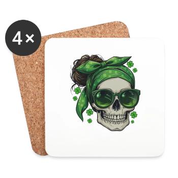 Crâne de la Saint-Patrick - Dessous de verre (lot de 4) - blanc - Devant