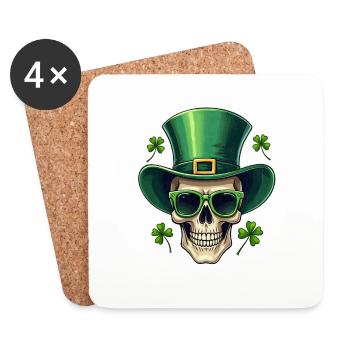 St Patricks Day Irischer Totenkopf - Untersetzer (4er-Set) - Weiß - Vorne