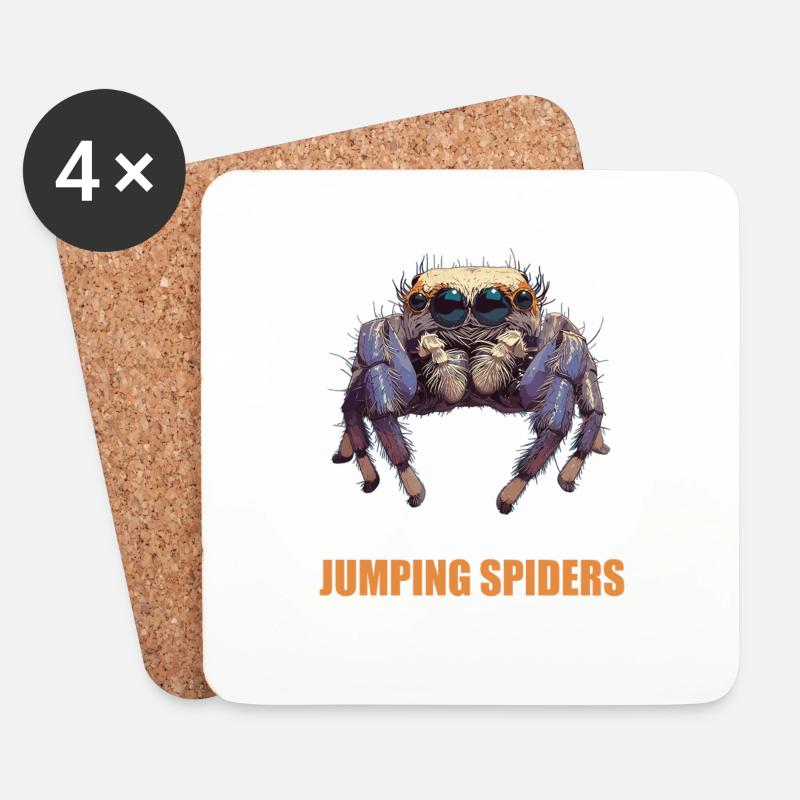 Jumping Spider Springspinnen Springspinne - Untersetzer (4er-Set) - Weiß