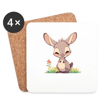 Kangourous Kangourou - Dessous de verre (lot de 4) - blanc - Devant