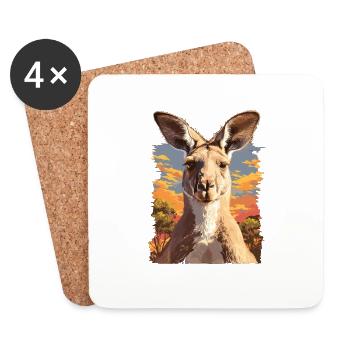 Kangaroos Kangaroo - Coasters (set of 4) - white - Front