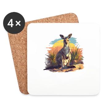 Kangaroos Kangaroo - Coasters (set of 4) - white - Front