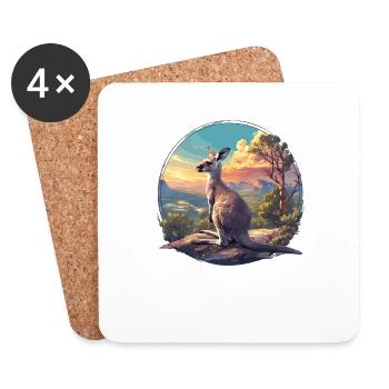 Kangourous Kangourou - Dessous de verre (lot de 4) - blanc - Devant