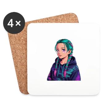 Anime Woman - Coasters (set of 4) - white - Front