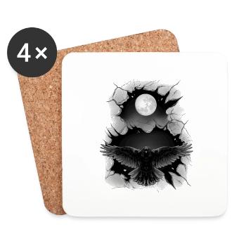 mystical Halloween Bird Raven Crow Raven - Coasters (set of 4) - white - Front