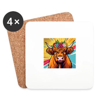 Juste une fille qui aime les vaches des Highlands - Dessous de verre (lot de 4) - blanc - Devant