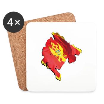 Montenegro Flagge in der Montenegro Landkarte - Untersetzer (4er-Set) - Weiß - Vorne