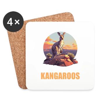Kangaroos Kangaroo - Coasters (set of 4) - white - Front