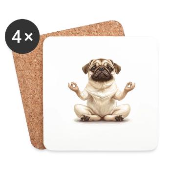 Mops - Untersetzer (4er-Set) - Weiß - Vorne